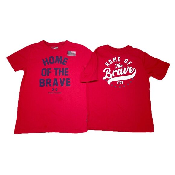 Home Of The Brave Tee Bundle Youth M (8) Under Armour Red Short Sleeve July 4th - Picture 1 of 7